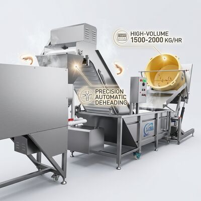 İyi bir fiyat. Industrial Shrimp Head Separator SUS304 Stainless Steel 2000-2500KG 5.5KW 440V For Frozen Food Factory çevrimiçi