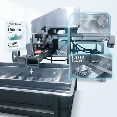 İyi bir fiyat. Gıda sınıfı karides baş ayırma makinesi SUS304 2500-3000KG 5.5KW 440V Gıda işleme fabrikası için çevrimiçi