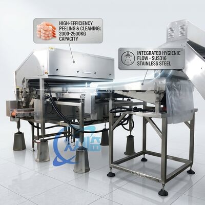 İyi bir fiyat. Düşük Gürültülü Karides Kafası Ayırma Makinesi Hijyenik SUS304 2500-3000KG 2.2KW 50Hz Balık İşleme Tesisi İçin çevrimiçi
