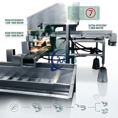İyi bir fiyat. Anti Corrosive Shrimp Processing Line Machine SUS316 1500-2000KG 15KW 220V For Food Processing Factory çevrimiçi