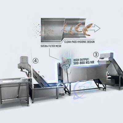 İyi bir fiyat. Emek tasarrufu Karides baş kesme makinesi 316L paslanmaz çelik 1200-1800KG 11.7KW 50Hz çevrimiçi