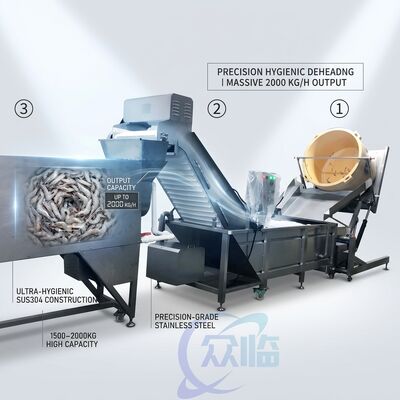 İyi bir fiyat. Plant Scale Shrimp Deheading Sorting Machine SUS304 Stainless Steel 2500-3000KG 11.7KW 380V çevrimiçi