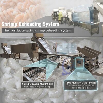 İyi bir fiyat. Fabrika Doğrudan Karides Kafası Çıkarma Sistemi 316L Paslanmaz Çelik 800-1000KG 0.8KW 220V çevrimiçi